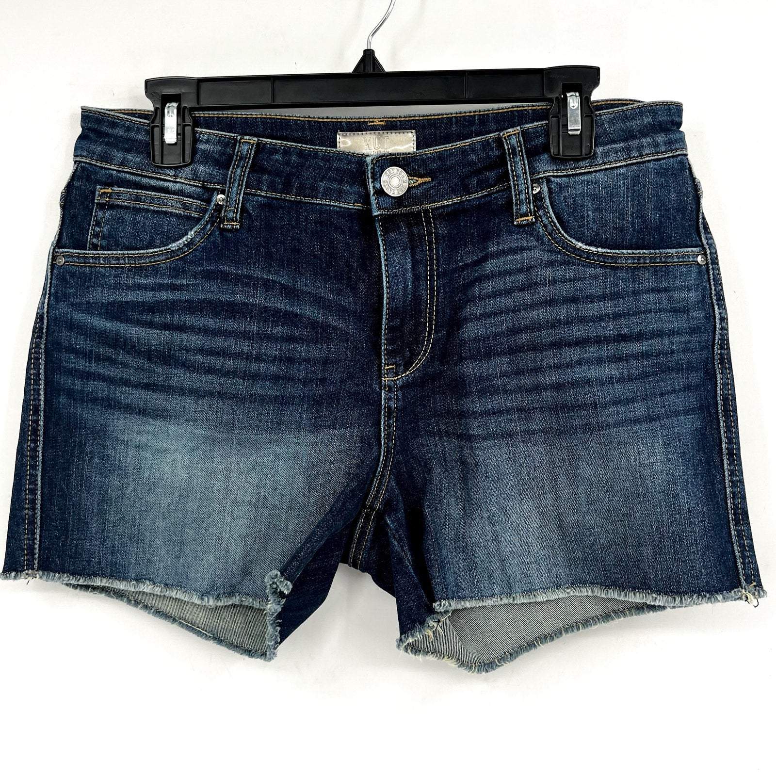 KUT FROM THE KLOTH Gidget Fray Denim Shorts Size 8 Stimulating Blue NWOT