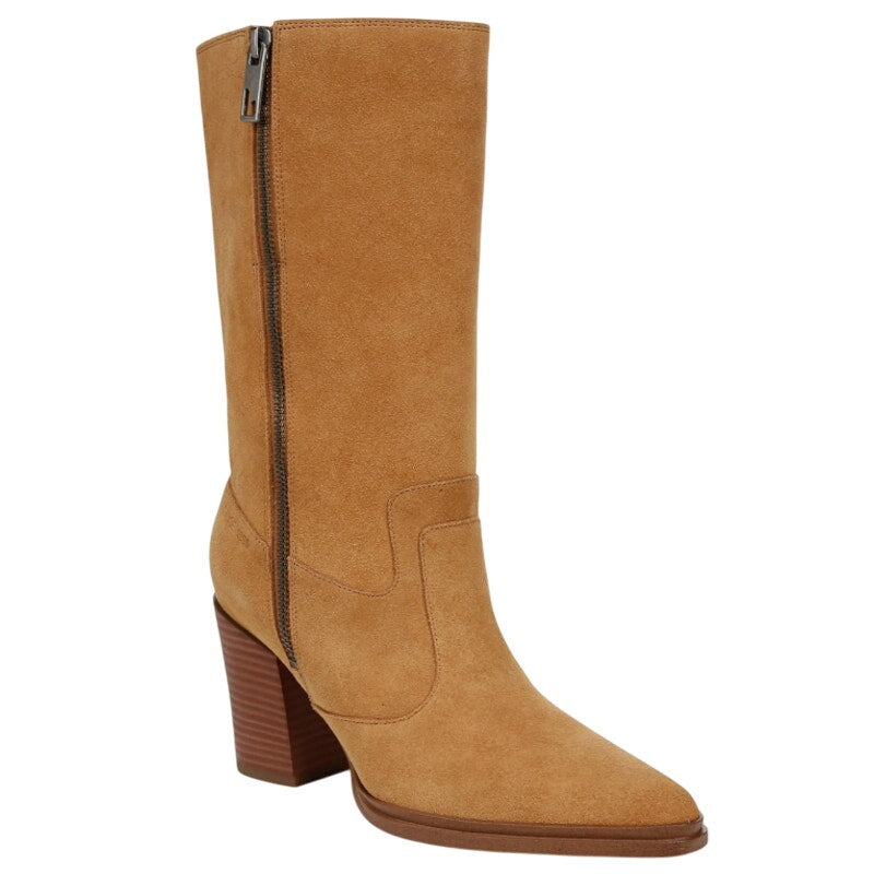 Franco Sarto Women Jaxon Mid Calf Boot Size 9 EU 40 Brown Suede Pointed Toe NWOB