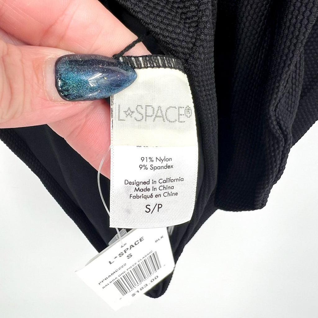 L*SPACE Women's Balboa Classic One Piece Swimsuit Small Black Tie Waist NWT