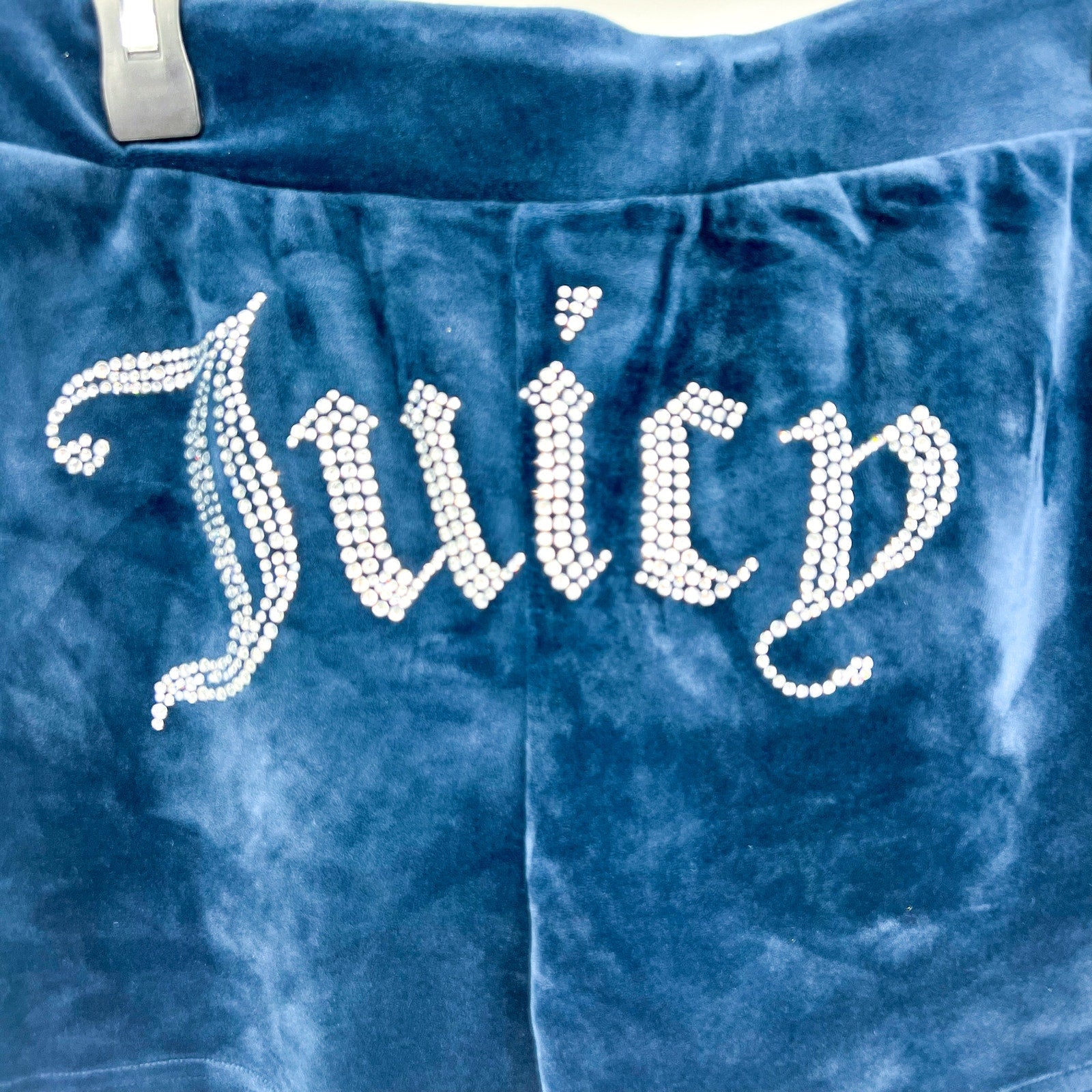 JUICY COUTURE Women's Big Bling Velour Track Shorts Medium Regal Blue NWT
