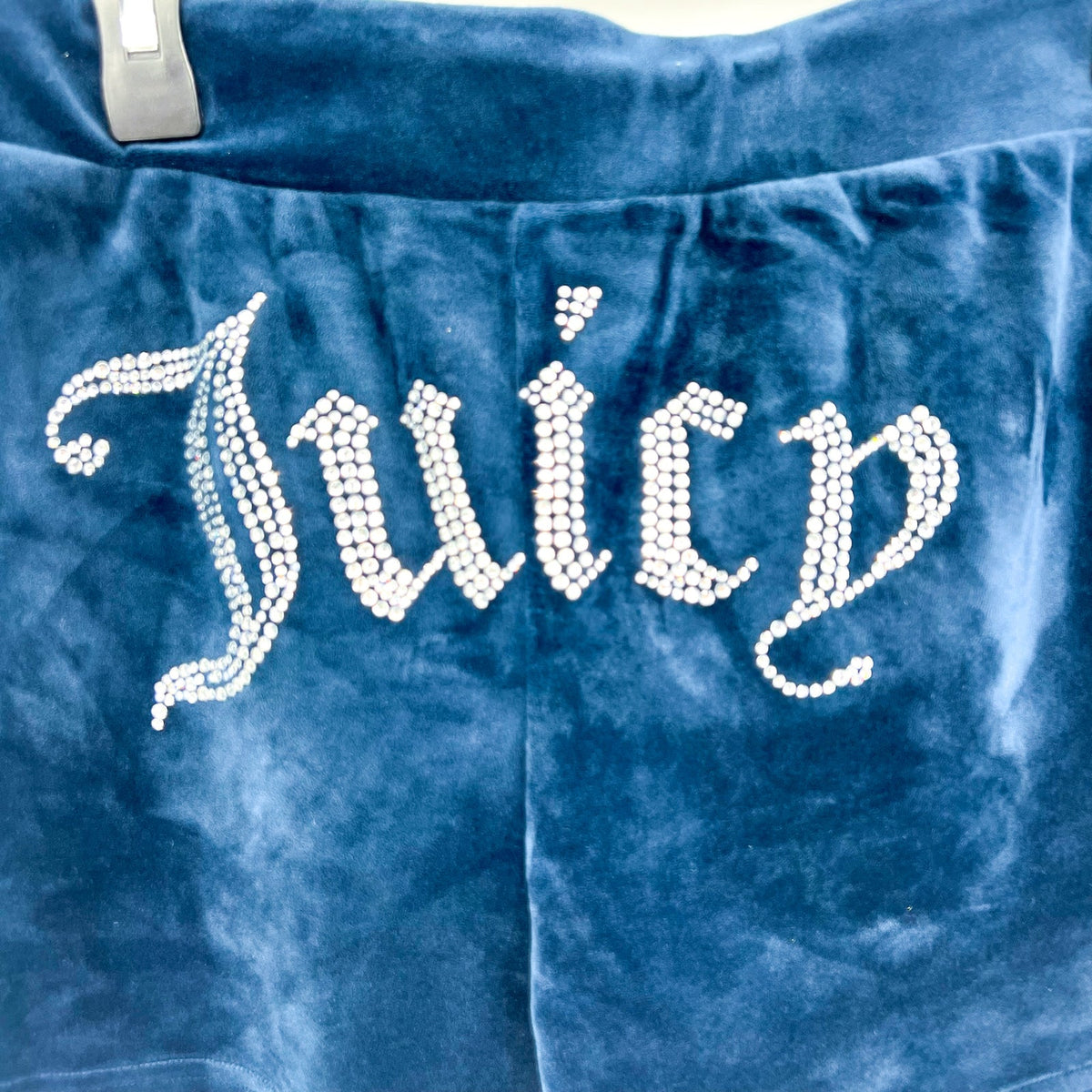JUICY COUTURE Women's Big Bling Velour Track Shorts Medium Regal Blue NWT