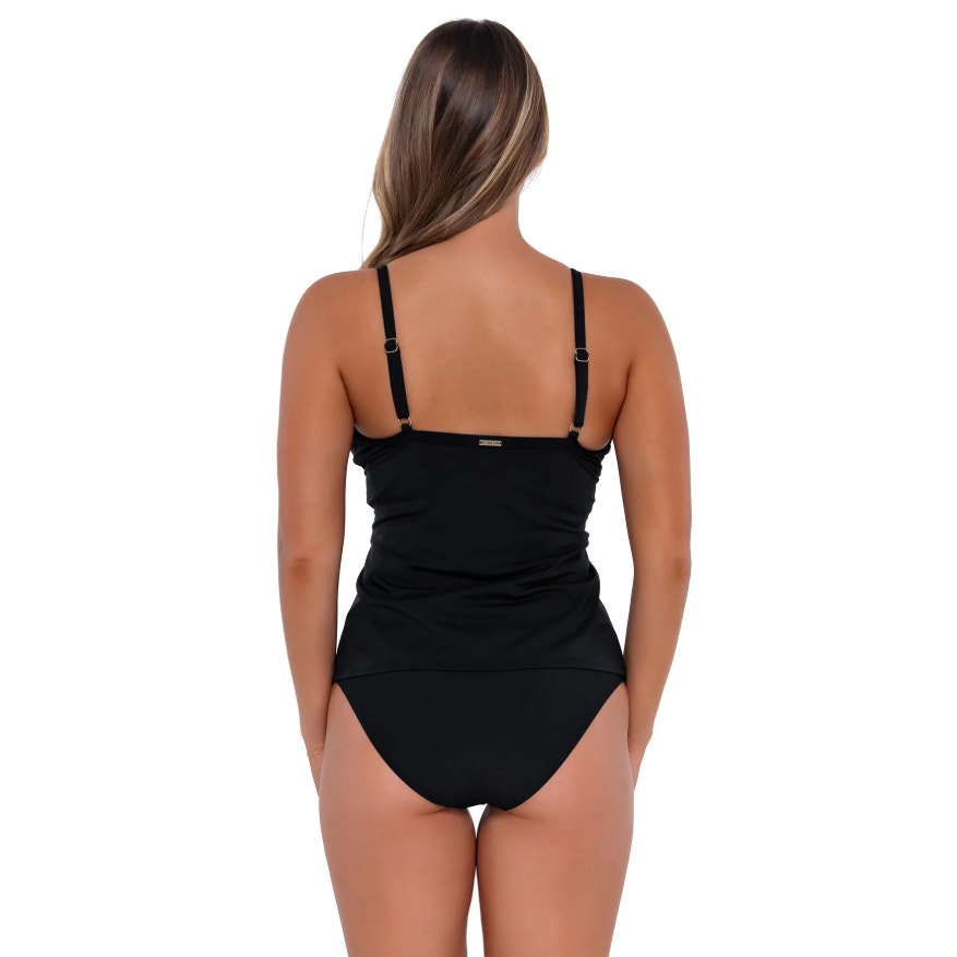 SUNSETS Women's Forever Tankini Top Size 36D/38C Black Twist Front NWT