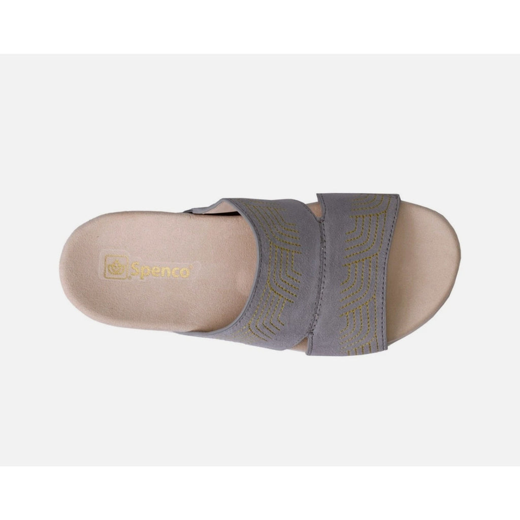 Spenco Womens Twilight Ellie Slide Sandals US 8.5 WIDE EU 39 Grey Leather NIB