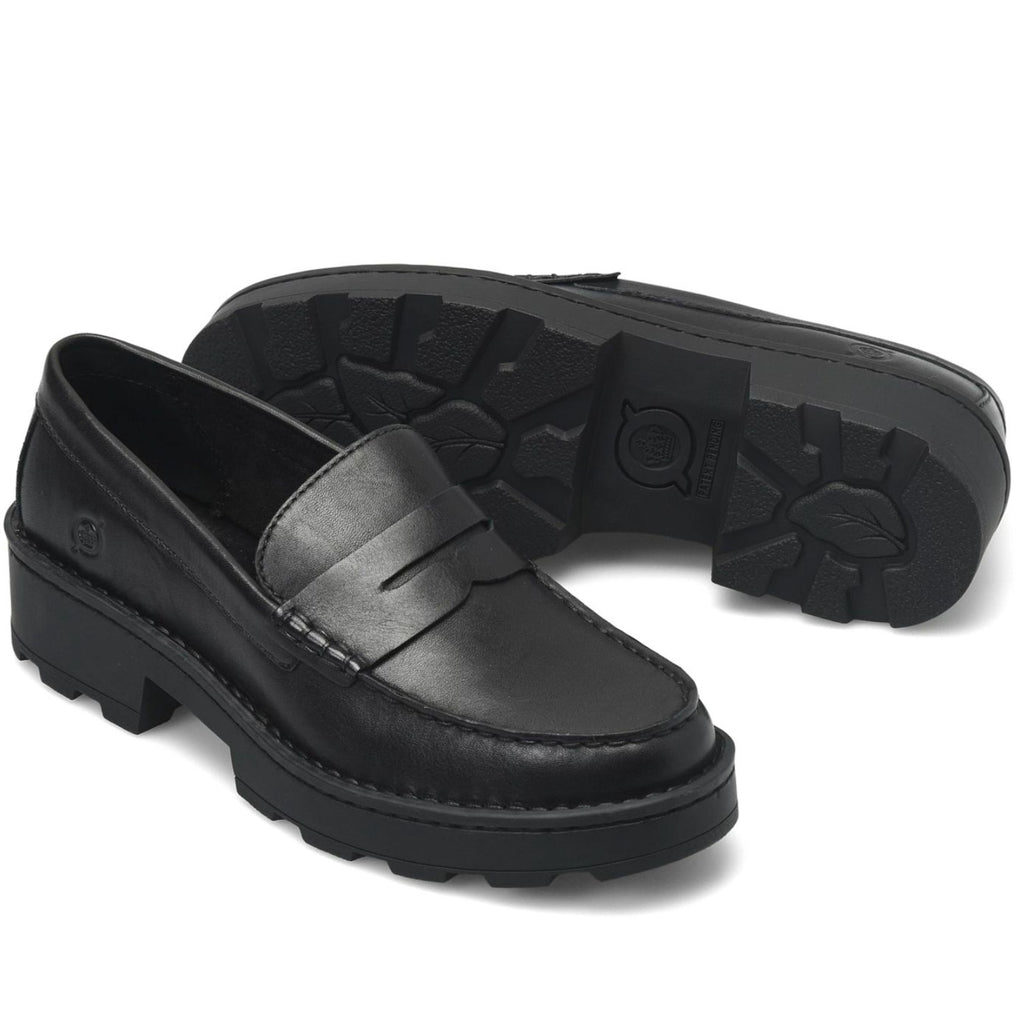Born Womens Carrera Loafers Size 11 M EU 41-42 Black Leather Slip On NIB