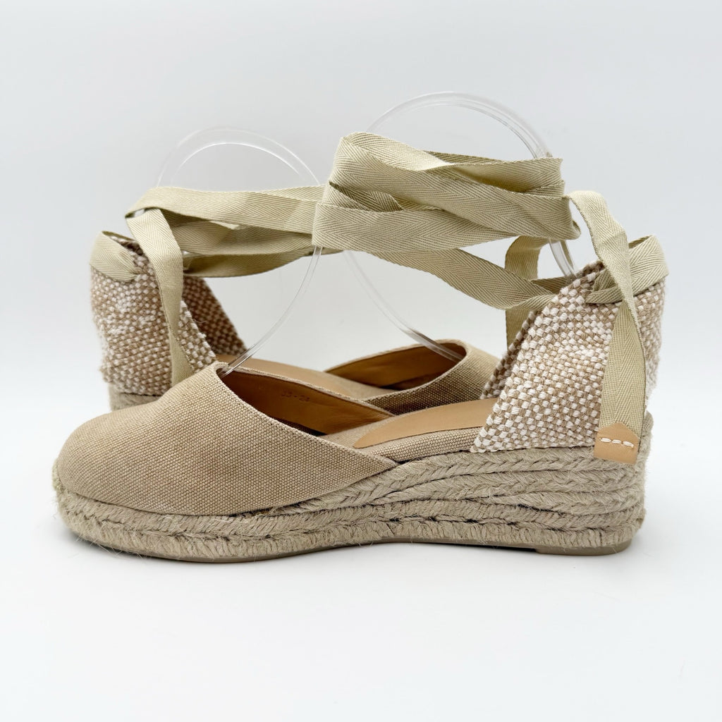Castaner Womens Carina 3/002 Wedge Sandals US 7.5 EU 38 Natural Beige Canvas NIB