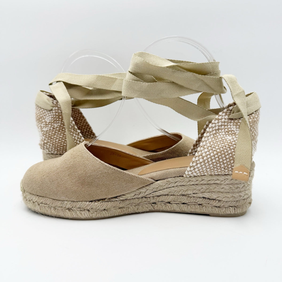 Castaner Womens Carina 3/002 Wedge Sandals US 7.5 EU 38 Natural Beige Canvas NIB