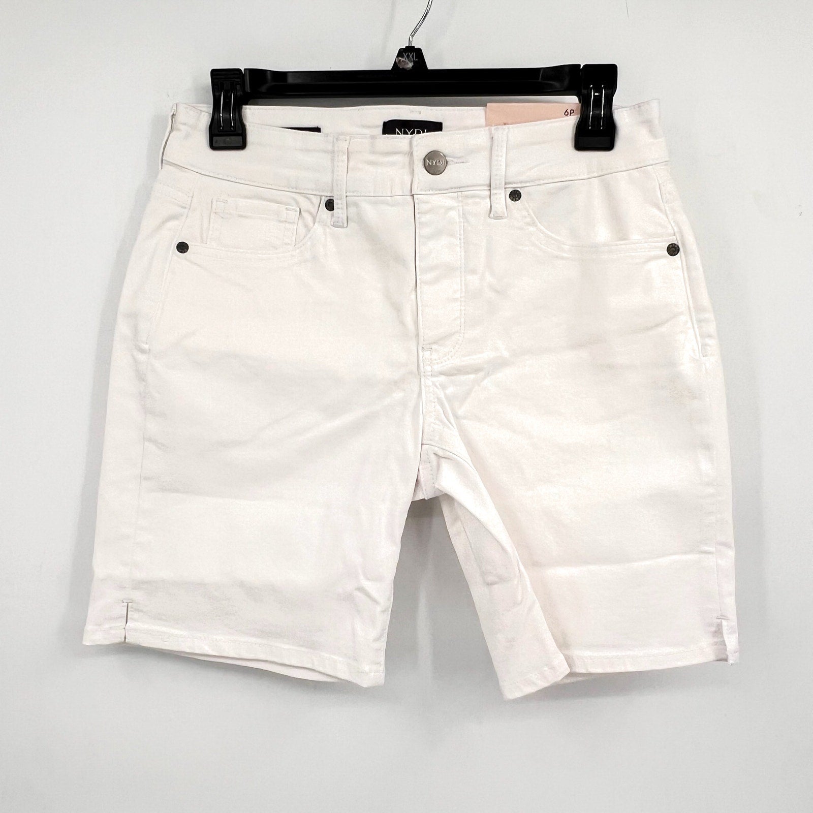 NYDJ Womens Ella Denim Shorts Size 8 PETITE Optic White 8" Inseam NWT