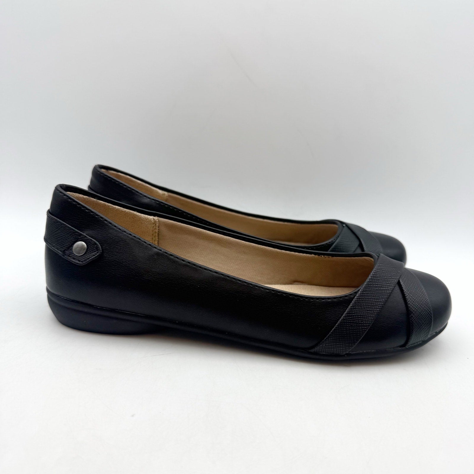 LifeStride Womens Adalene Flats US 6 Wide EU 36 Black Vegan Leather NWOB