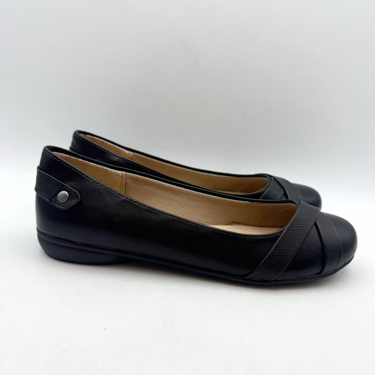 LifeStride Womens Adalene Flats Size 6 Wide EU 36 Black Vegan Leather NWOB