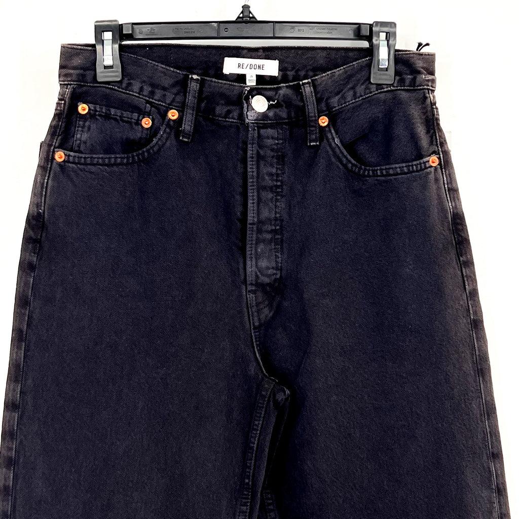 RE/DONE Women's 90s Rigid Low Slung Jeans Size 26 Washed Black Cotton NWT