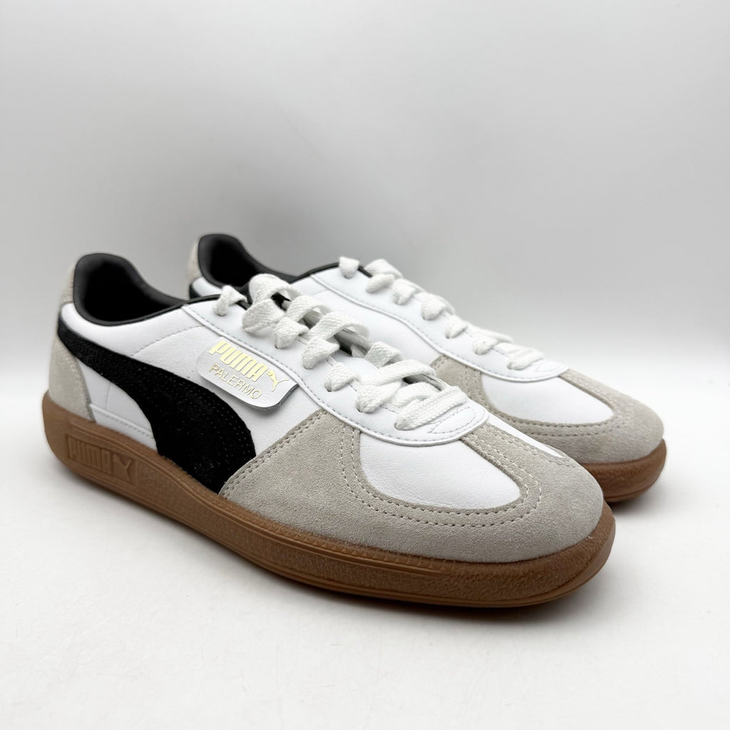 PUMA Womens Palermo Low Casual Sneakers Size 9.5 White Grey Black Leather NWOB