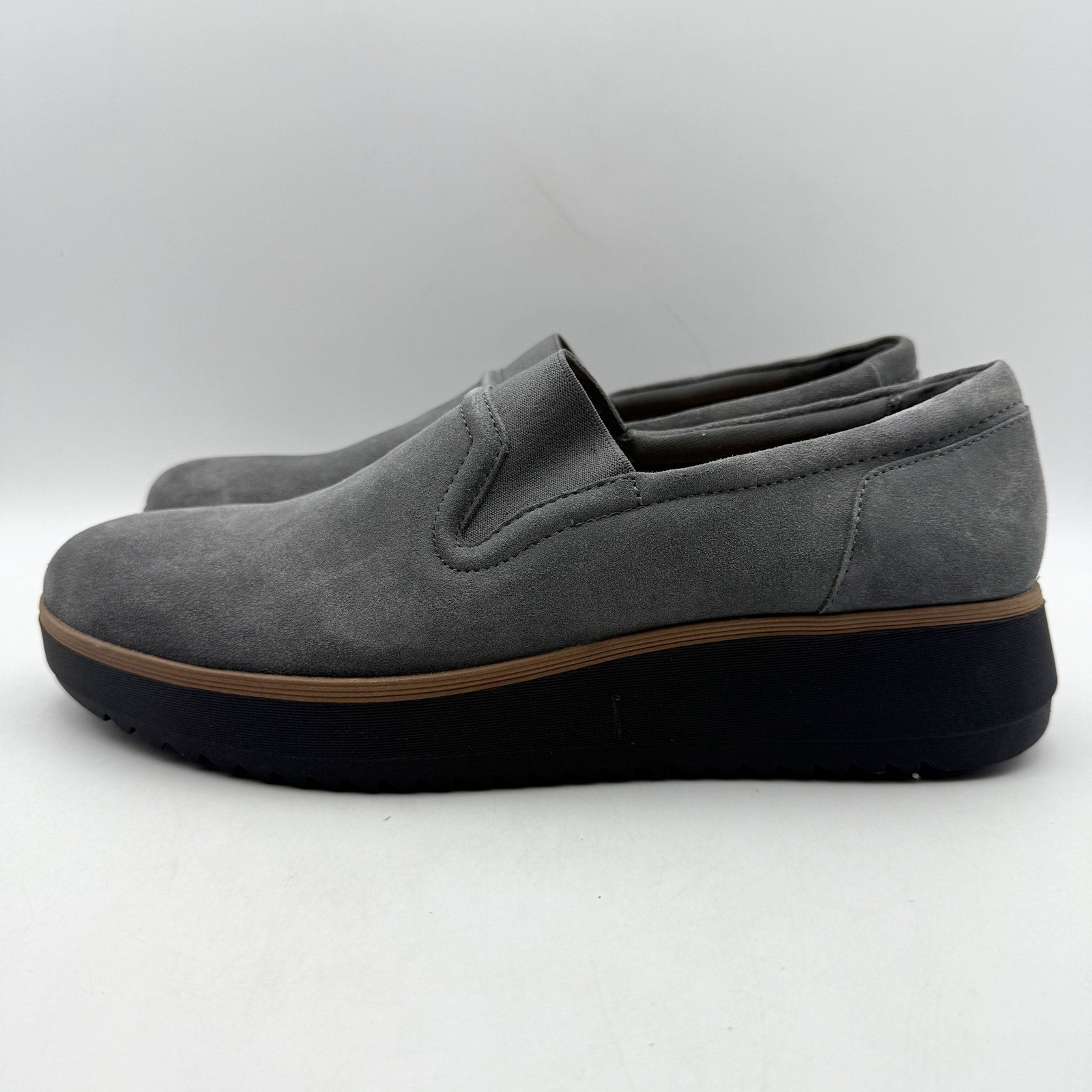 Clarks Womens Zylah Sky Platform Loafers US 11 M EU 42.5 Grey Suede NWOB