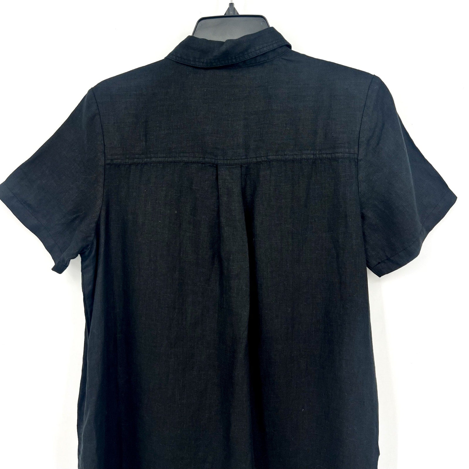 MICHAEL STARS Women's Ola Utility Dress Medium Black Short Sleeve Linen NWT