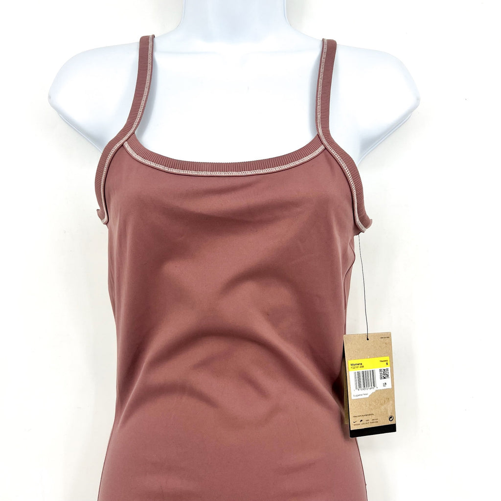 NIKE Women's One Dri-FIT Short Bodysuit Small Pink Smokey Mauve Sleeveless NWT