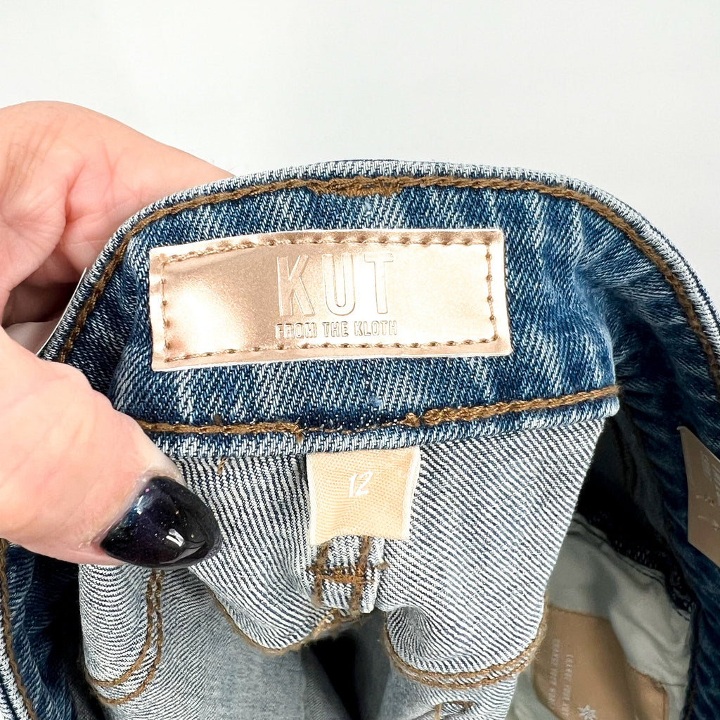 KUT FROM THE KLOTH Taylor Jean Shorts Size 12 Freedom Blue High Rise Raw Hem NWT
