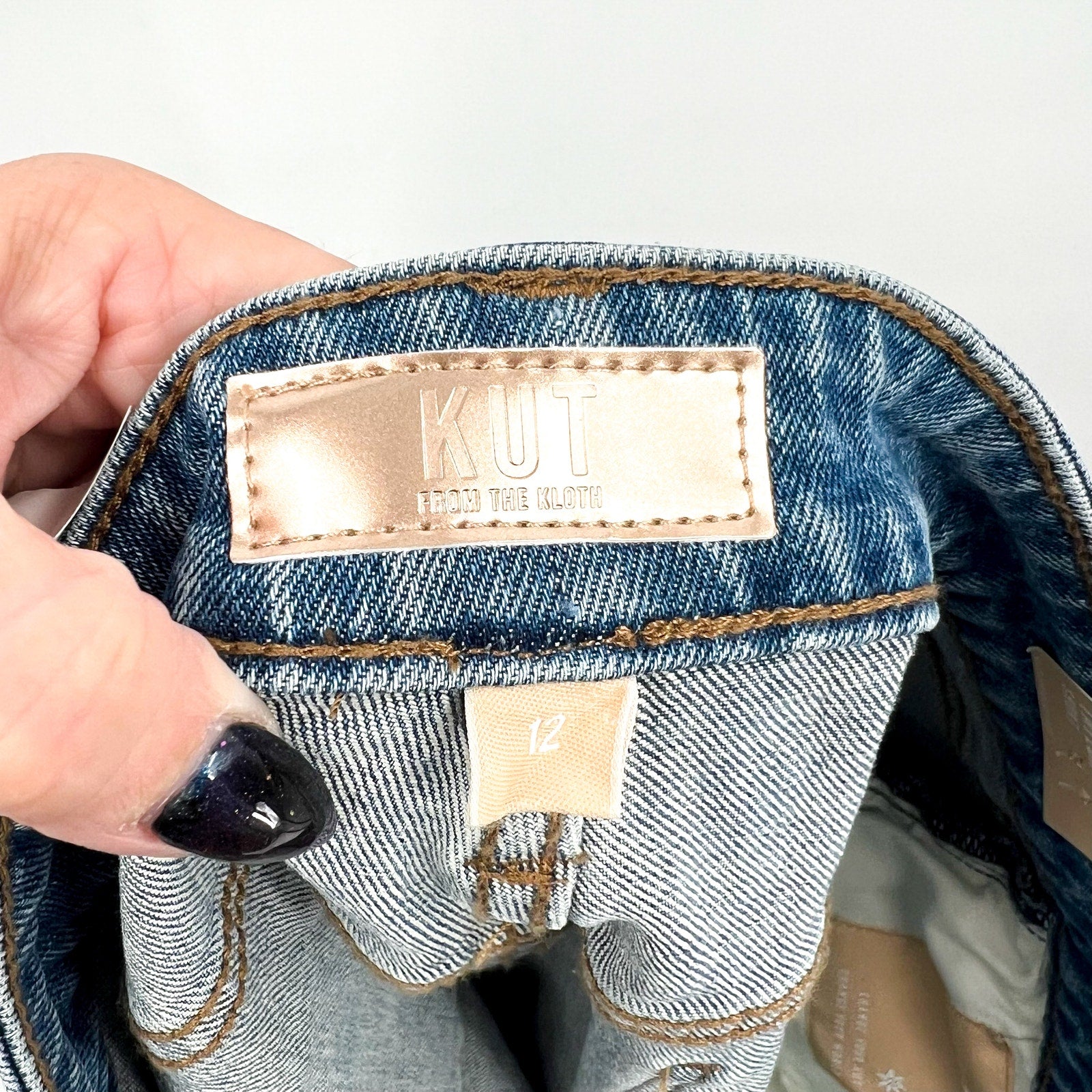 KUT FROM THE KLOTH Taylor Jean Shorts Size 12 Freedom Blue High Rise Raw Hem NWT