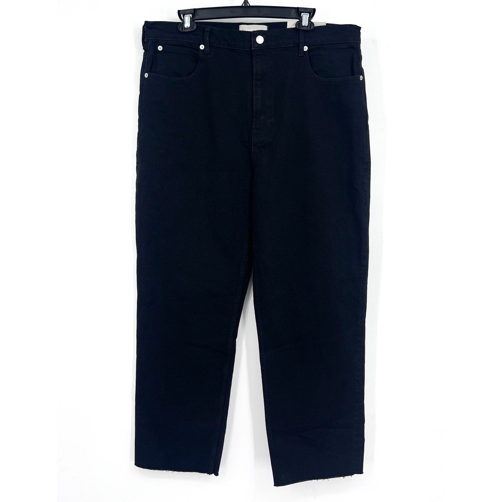 EVERLANE Womens The Way-High Jeans 33x30 US 16 Black Coal Straight Leg NWT