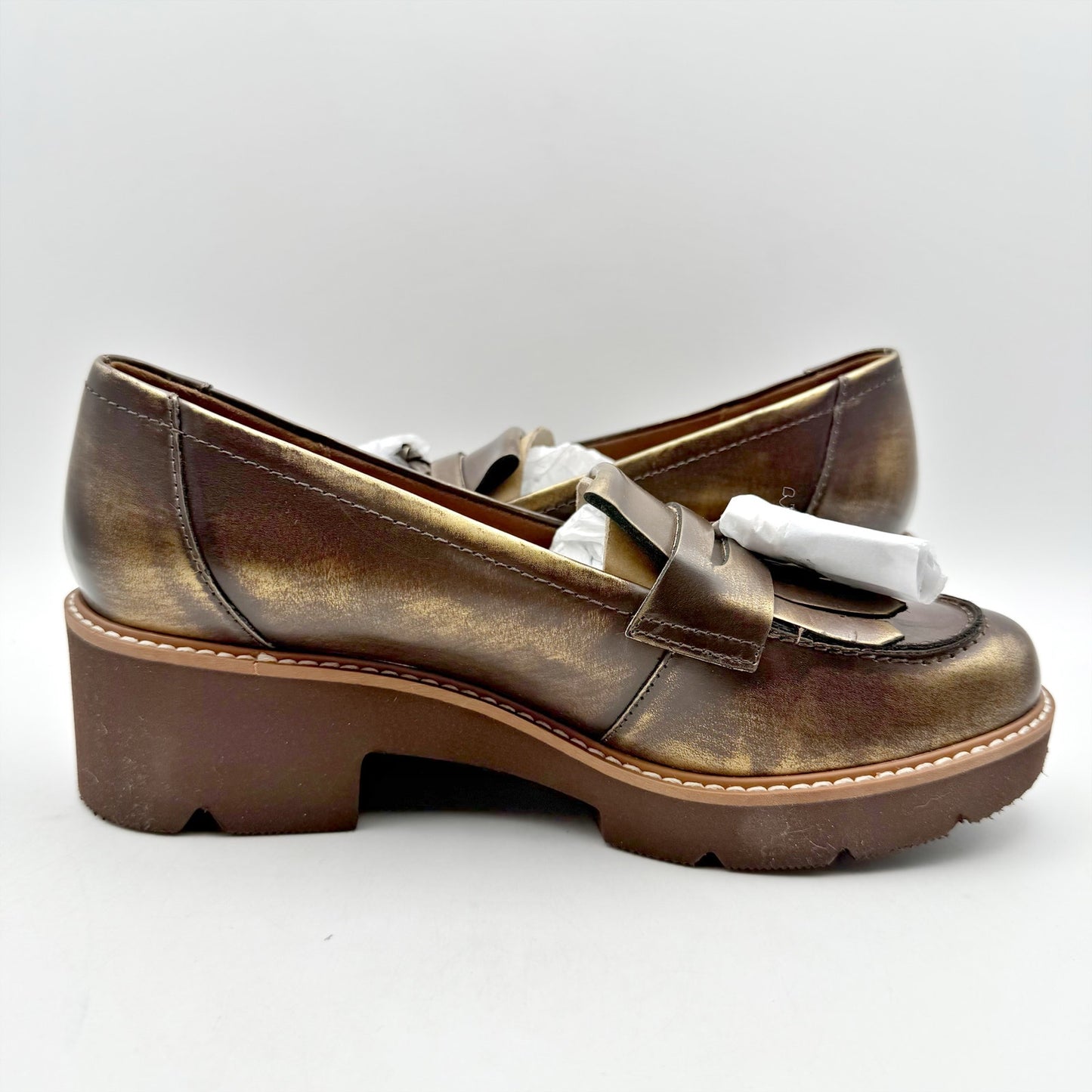 Naturalizer Womens Desmond Tassel Loafer US 7.5 Wide EU 38 Bronze Leather NIB