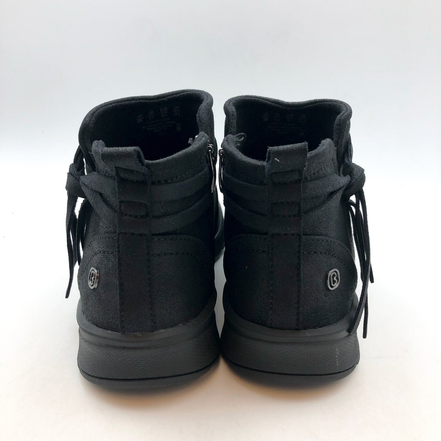 BZEES Womens Gusto Ankle Booties US 8 Wide EU 38.5 Black Fabric Wrap Tassel NIB