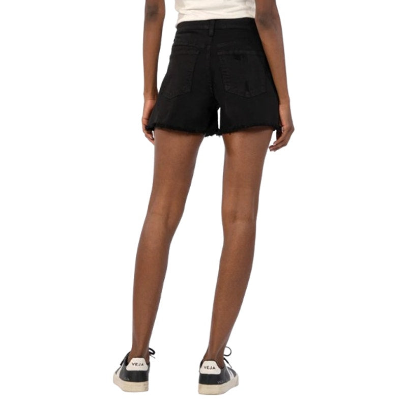 KUT FROM THE KLOTH Womens Jane Long Short Size 10 Black Frayed Hem High Rise NWT