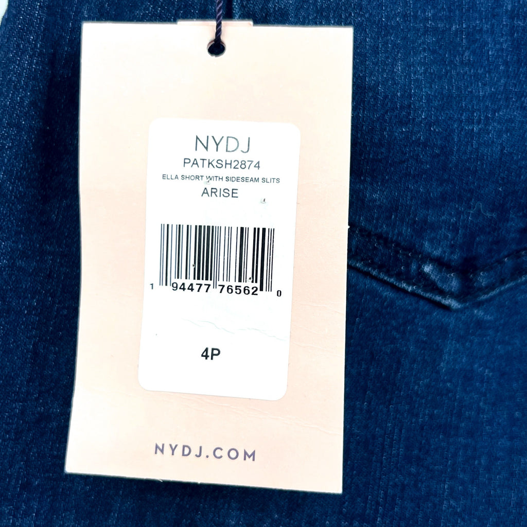 NYDJ Womens Ella Denim Shorts Size 4 PETITE Dark Blue Arise 8" Inseam NWT