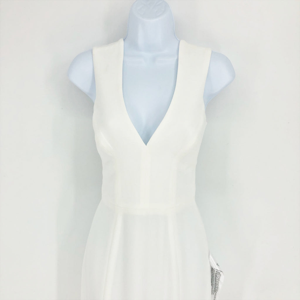DRESS THE POPULATION Sandra Trumpet Gown Dress Small White Stretch Crepe NWT