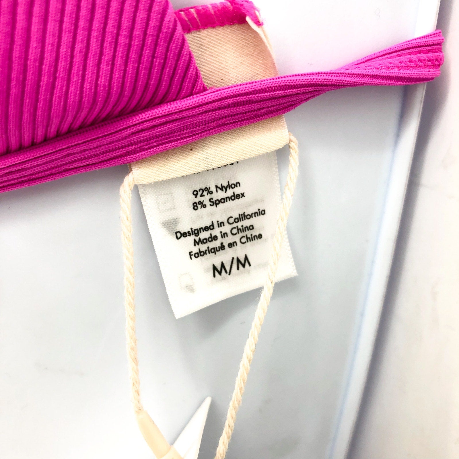 L*SPACE Lindsay Bikini Top Medium Pink Bright Fuchsia Ribbed Triangle NWT