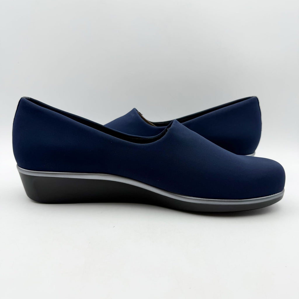 SAS Womens Bliss Slip On Wedge Shoes Size 9 M Navy Blue Comfort NIB