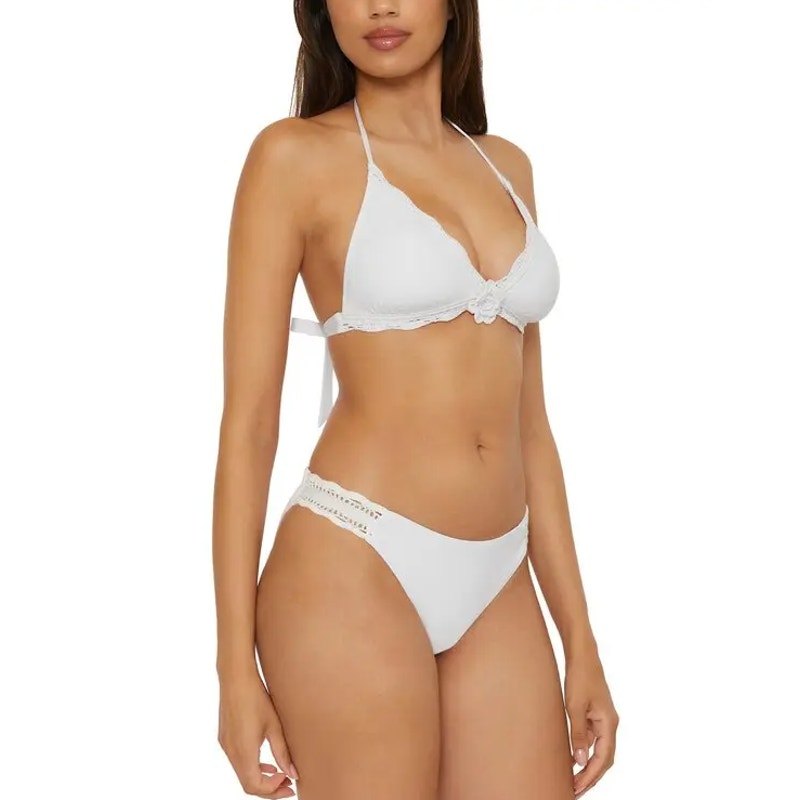 BECCA Women's Colette American Fit Bikini Bottom Small White Cheeky Coverage NWT