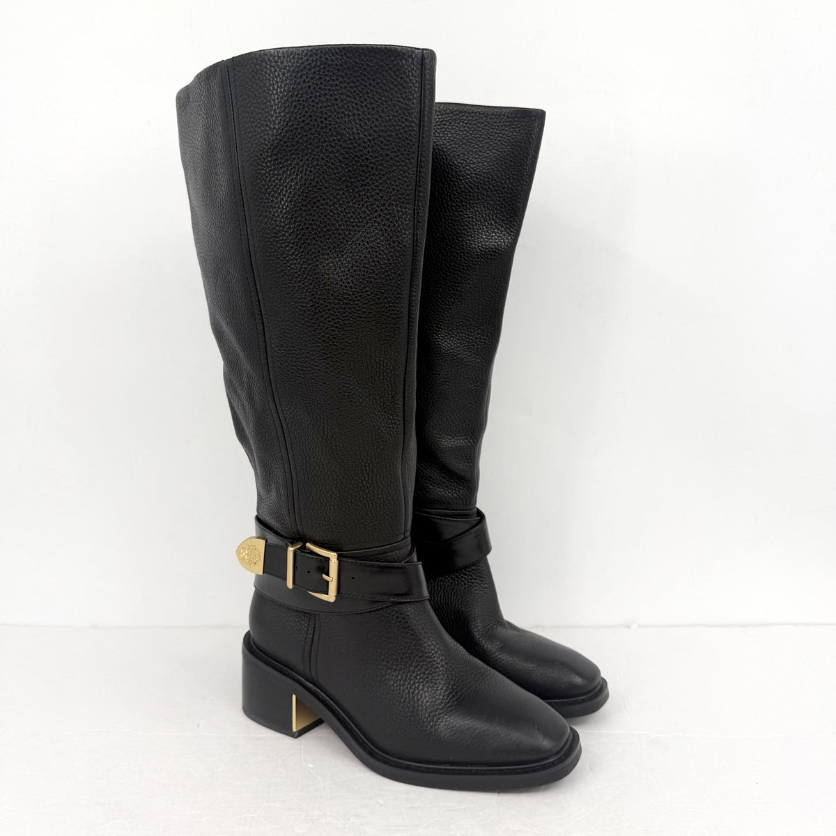 Vince Camuto Womens Gini Knee High Boot US 6.5 Wide XW CALF Black Leather NWOB
