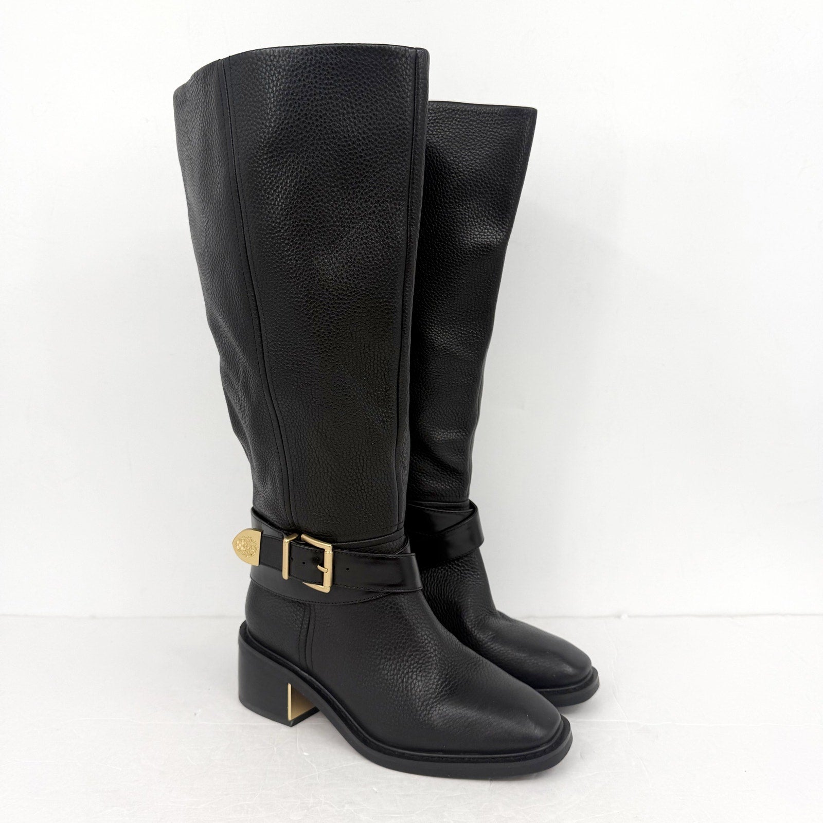 Vince Camuto Womens Gini Knee High Boot US 6.5 Wide XW CALF Black Leather NWOB
