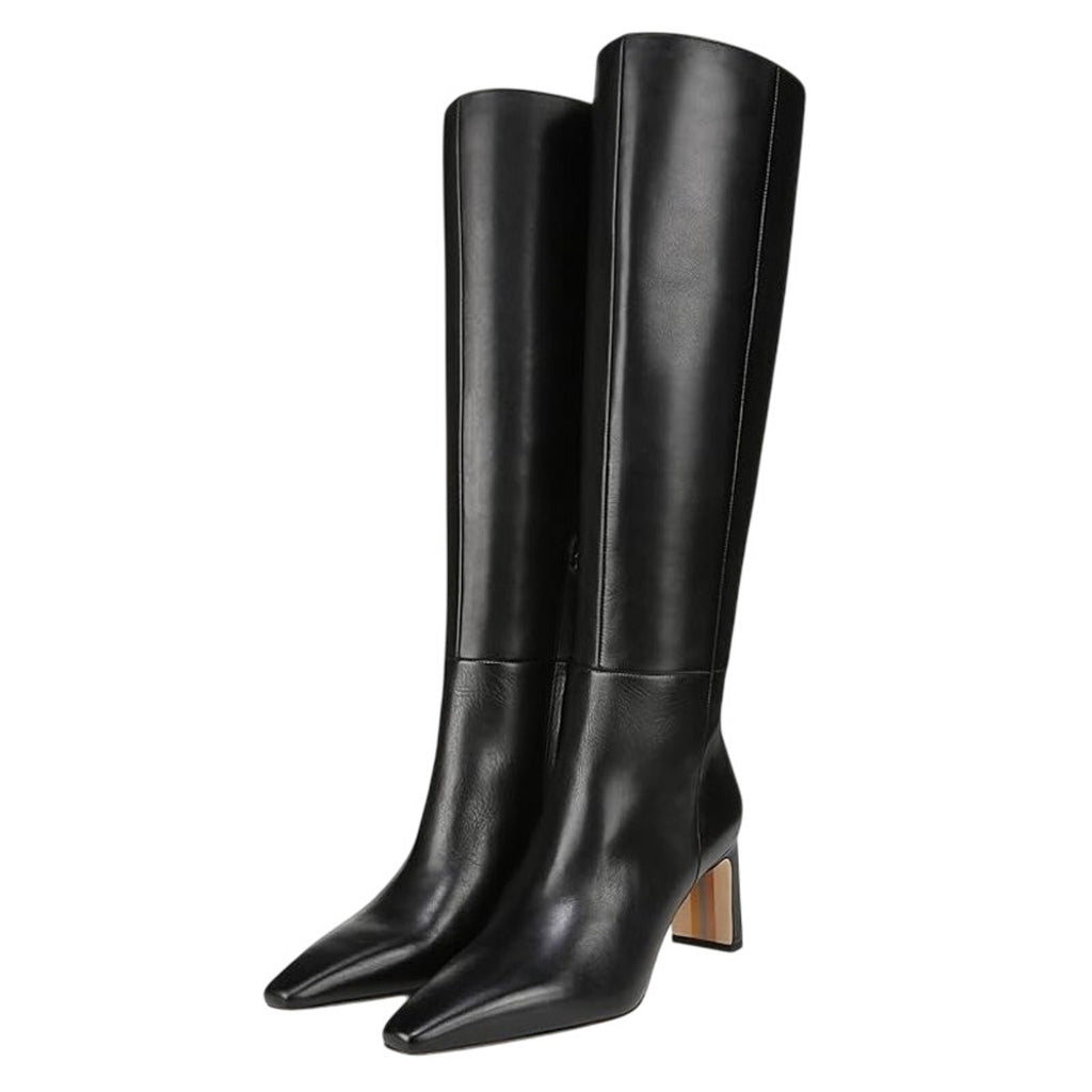 Sam Edelman Womens Sylvia Knee High Boots Size 7 Black Leather Pointed Toe NWOB