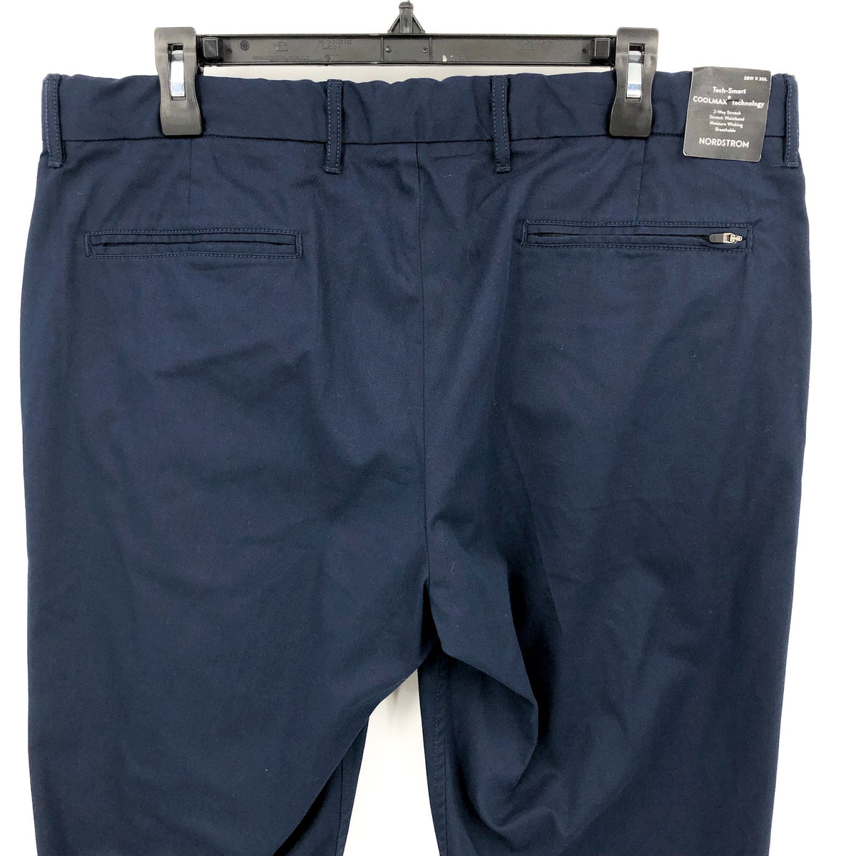 NORDSTROM Men's Slim Fit Performance Chinos 38x30 Navy Blue CoolMax NWT