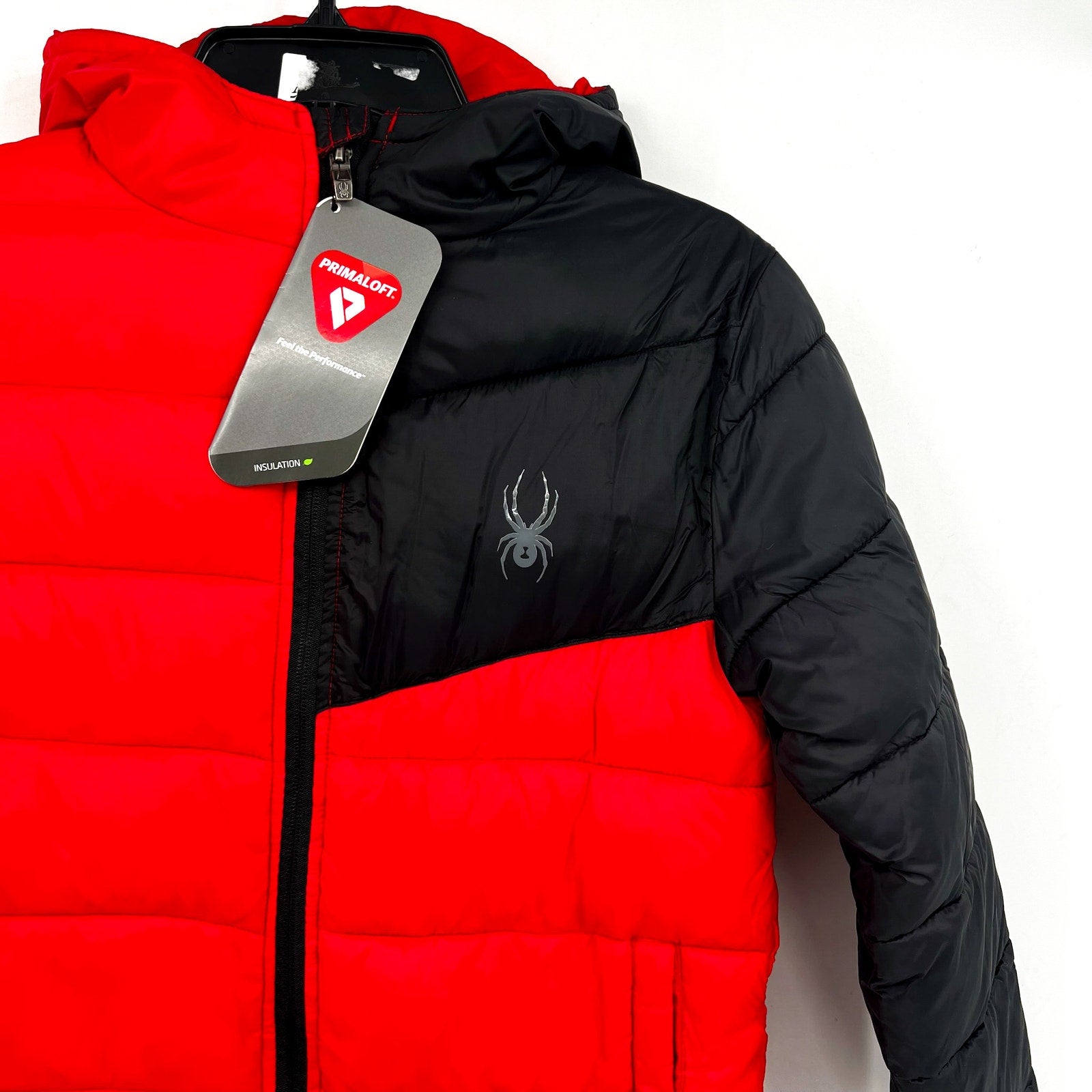 Spyder Boys Ace Puffer Winter Jacket Medium Racing Red Hooded Winter Coat NWT