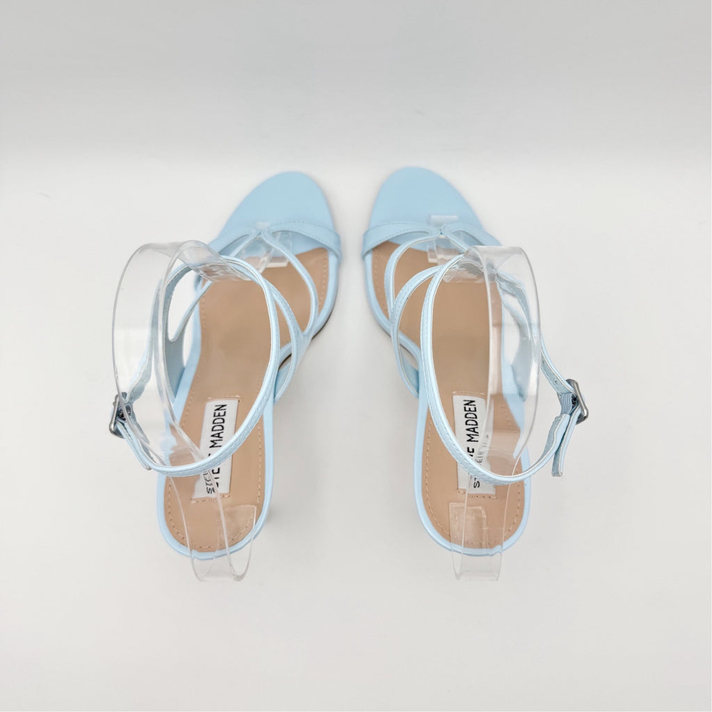 Steve Madden Womens Gracia Heel Sandals Size 7 M Blue Vegan Leather NIB