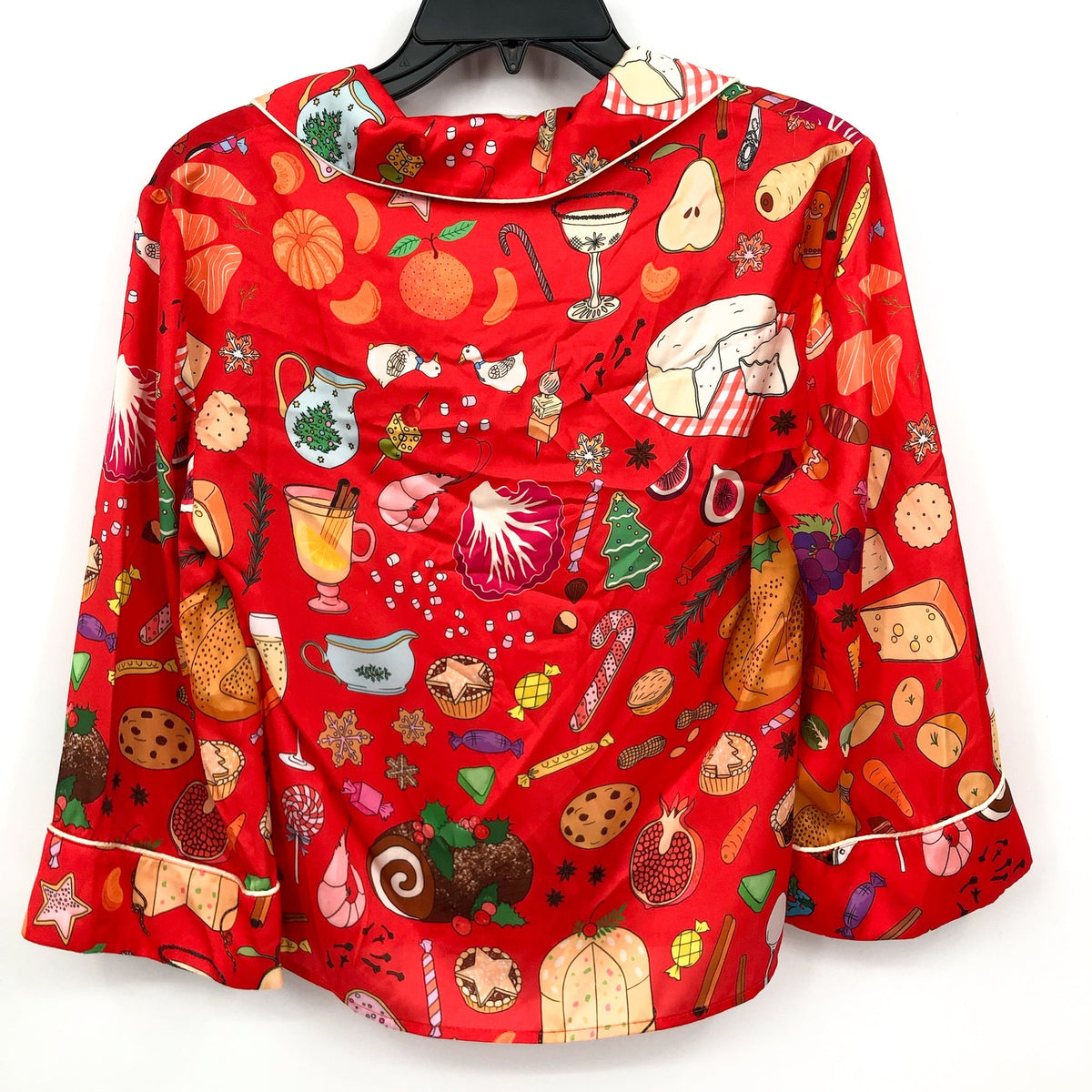 KAREN MABON Women's Holiday Feast Pajama Set XS Red Print Long Sleeve NWT