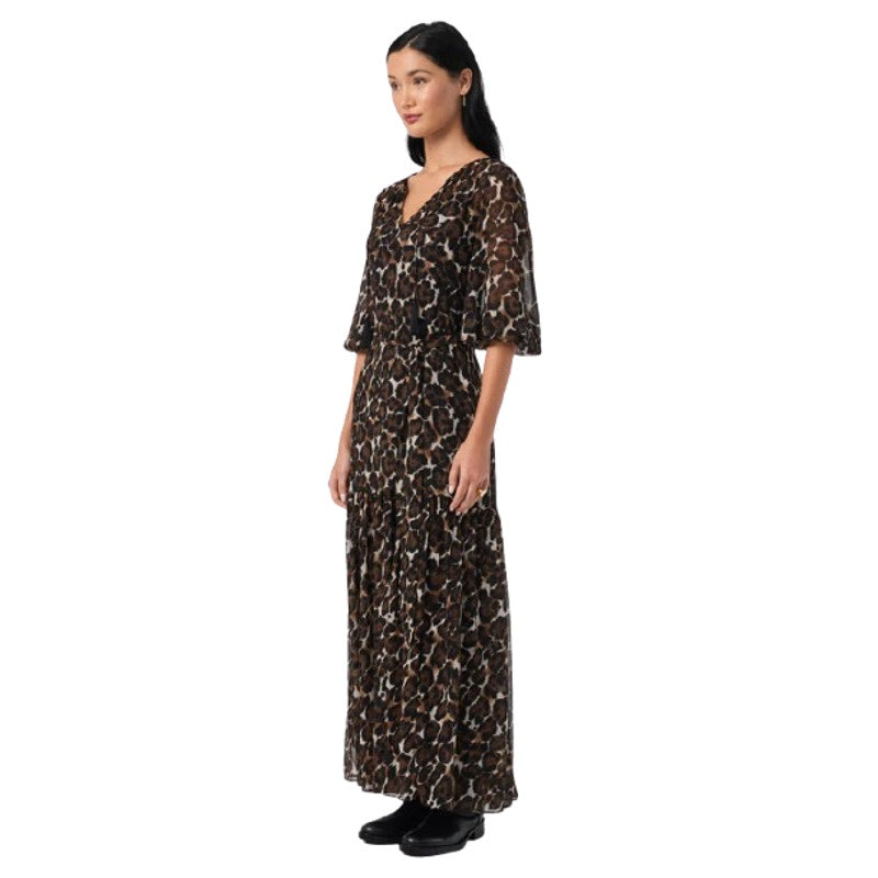 TRINA TURK Women's Shalina Tie-Waist Maxi Dress Small Lampoul Leopard NWT