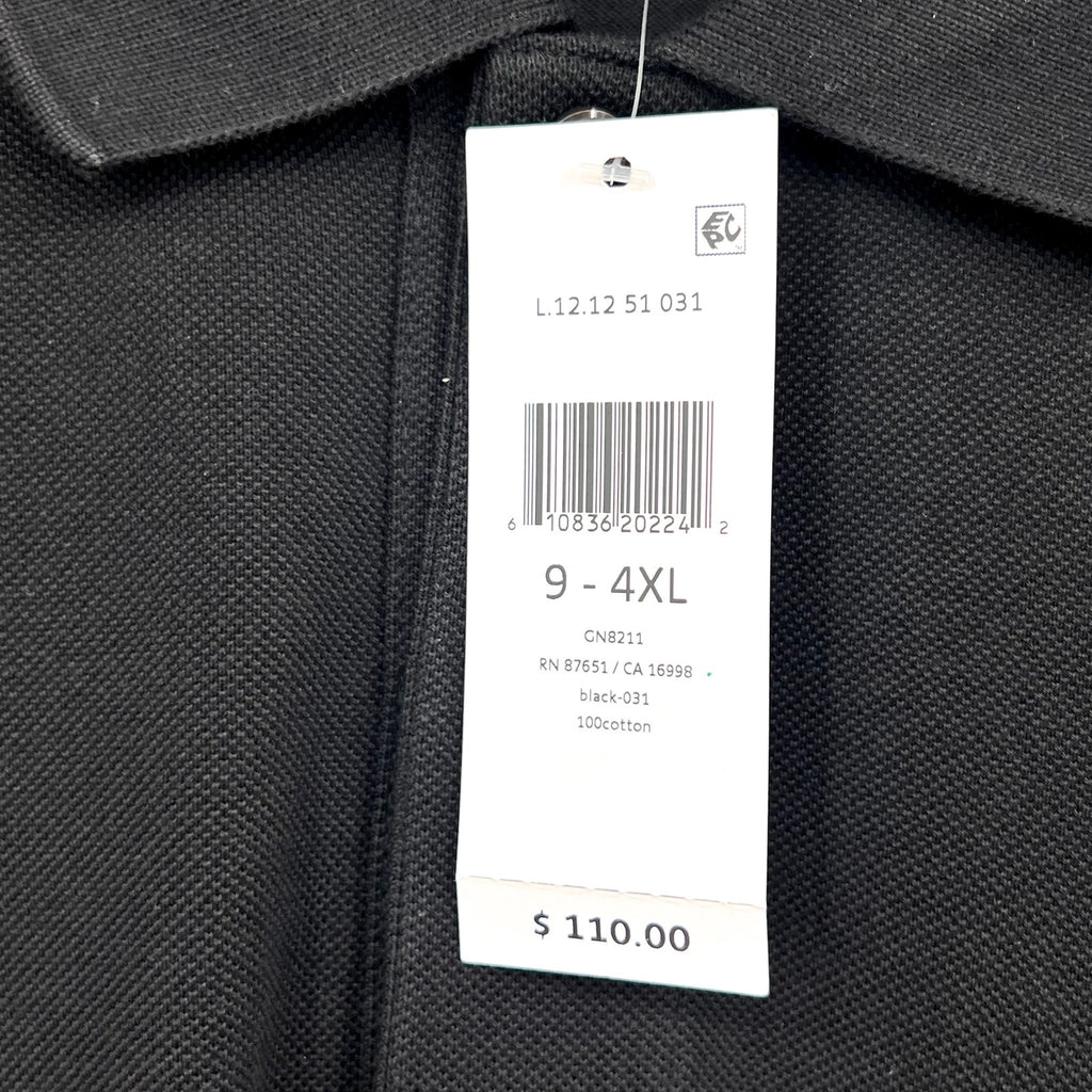 LACOSTE Men's Classic Fit Pique Polo Shirt Size 9 4XL Black Organic Cotton NWT