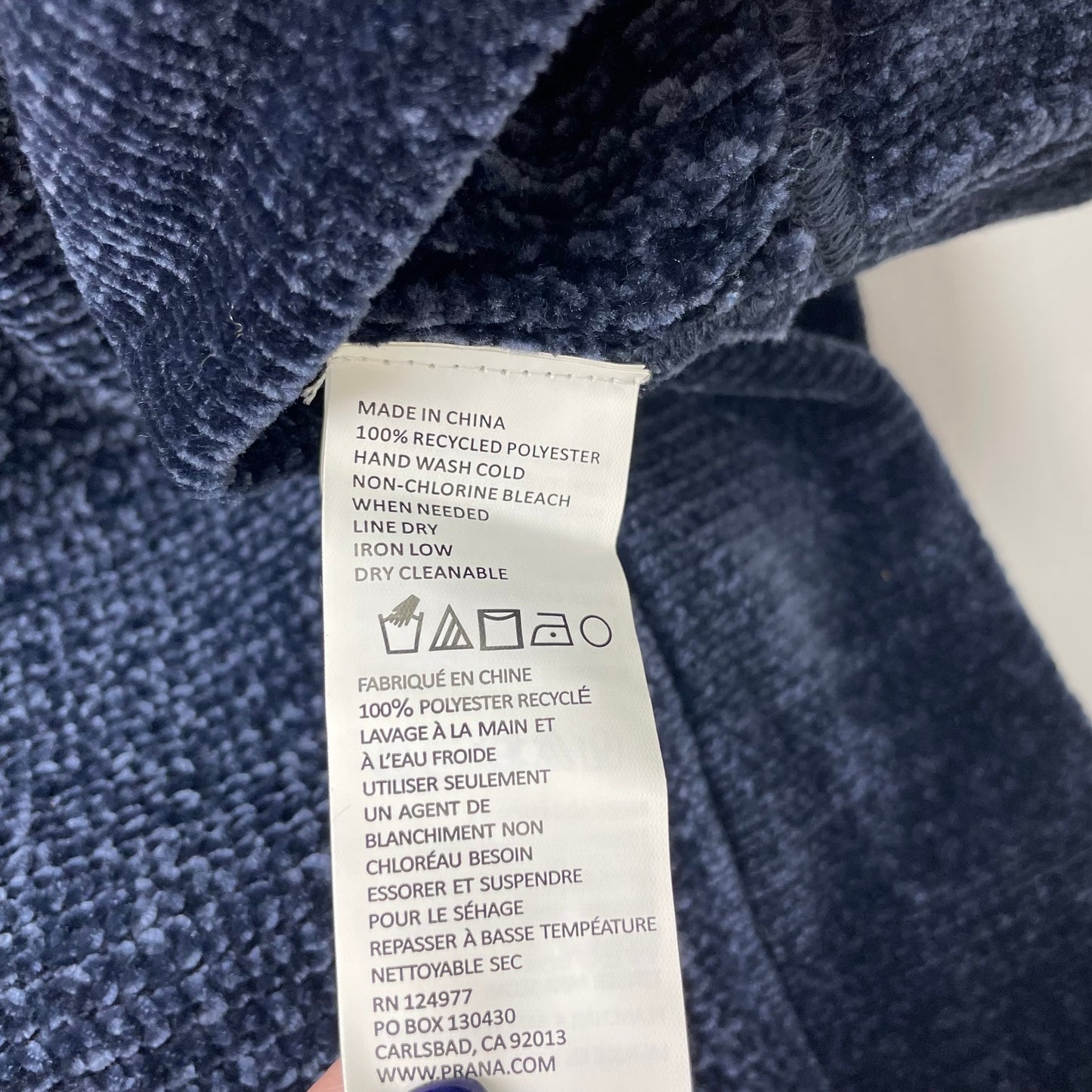 prAna Womens Chanavey Sweater XL Nautical Navy Blue Chenille NWT