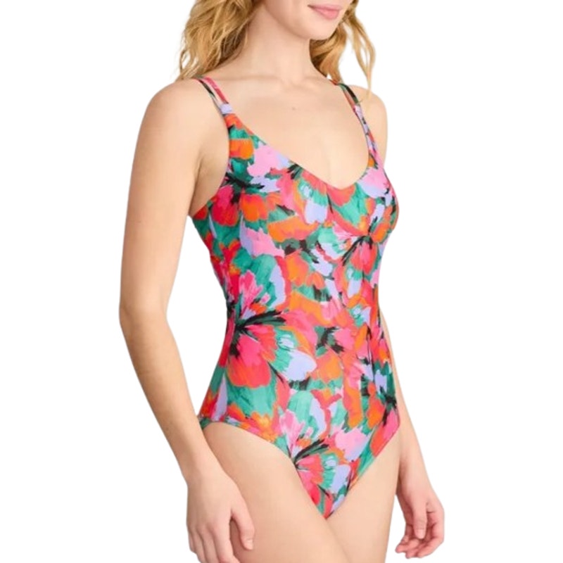 SUNSETS Womens Veronica One Piece Swimsuit Small Red Floral Hummingbird Cove NWT