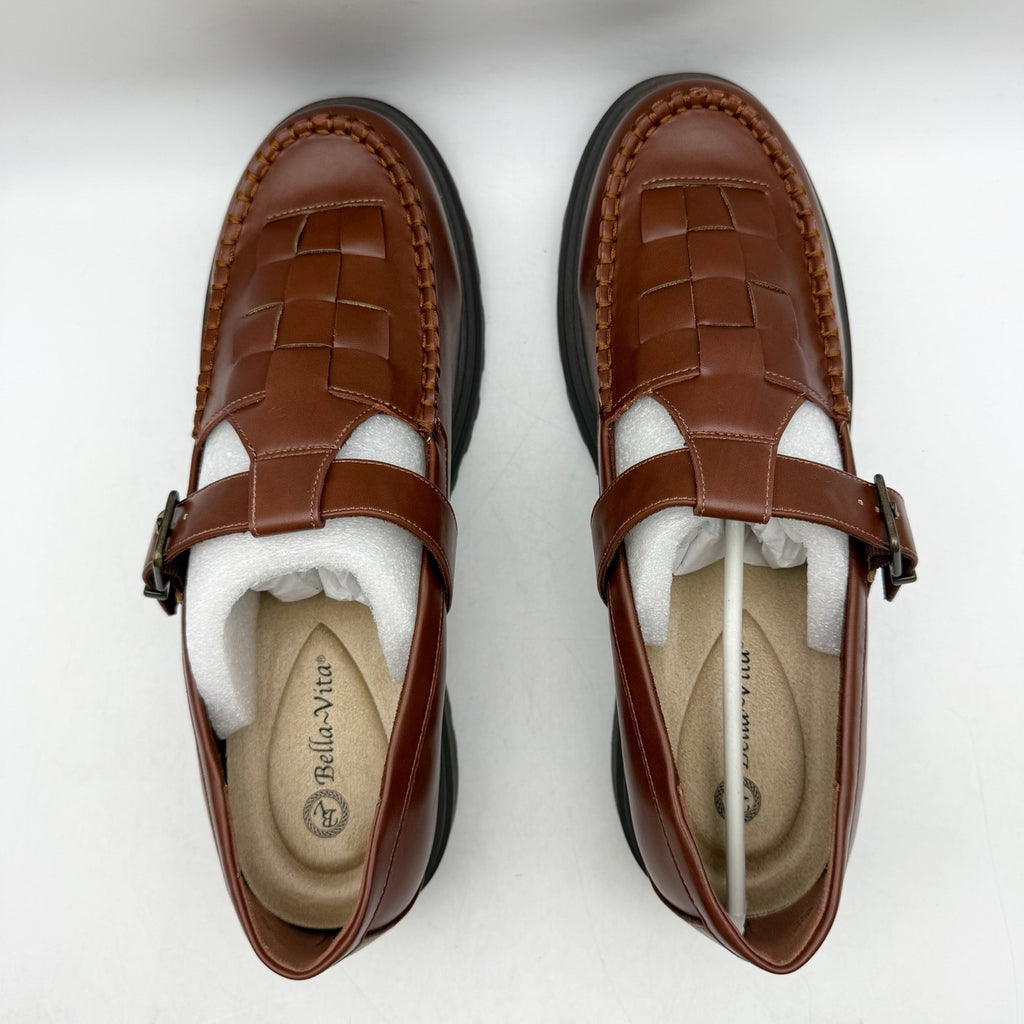 Bella Vita Womens Makell Lug Loafers US 11 WW Dark Tan Mary Jane NIB