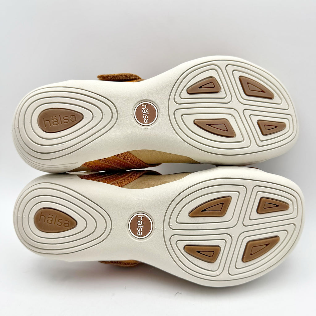 Halsa Footwear Womens Desiree Sandals Size 6 M EU 36 Tan Leather Slides NIB