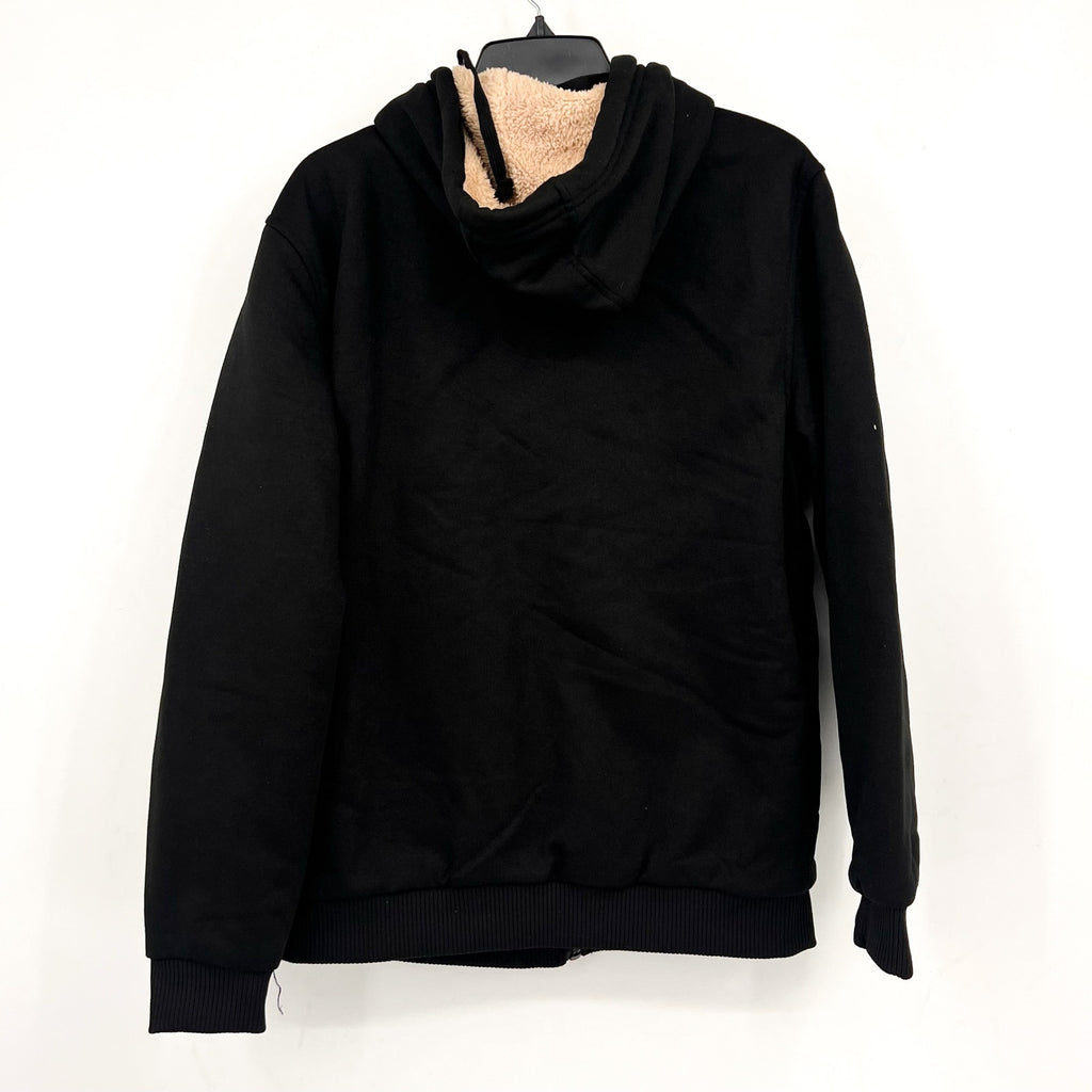 EURO JOY Womens Fleece Lined Hoodie Medium Black Sweatshirt Full Zip NWT