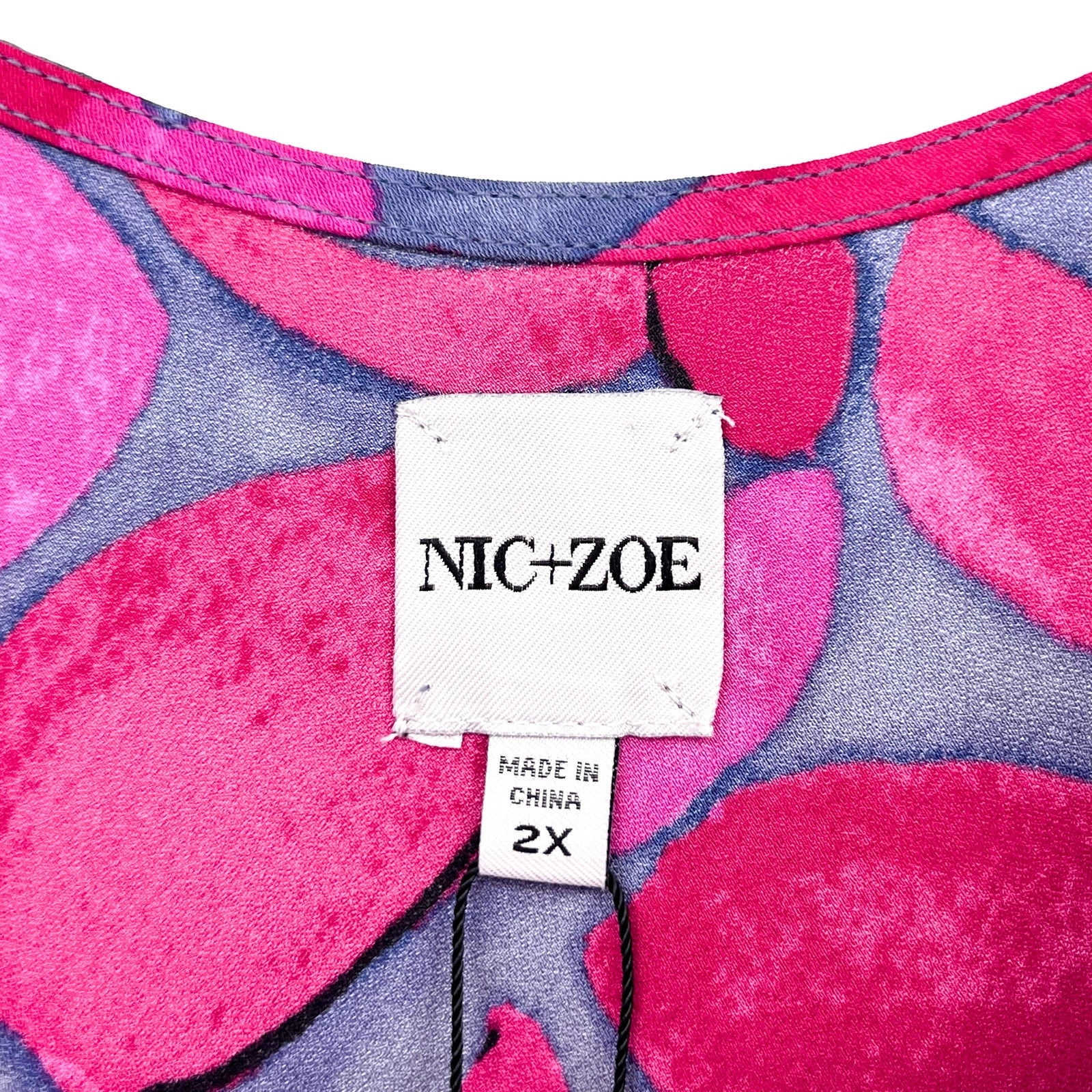 NIC + ZOE Women's Happy Petal Splash Tank Top 2X Pink Multi Cowl Neck NWT