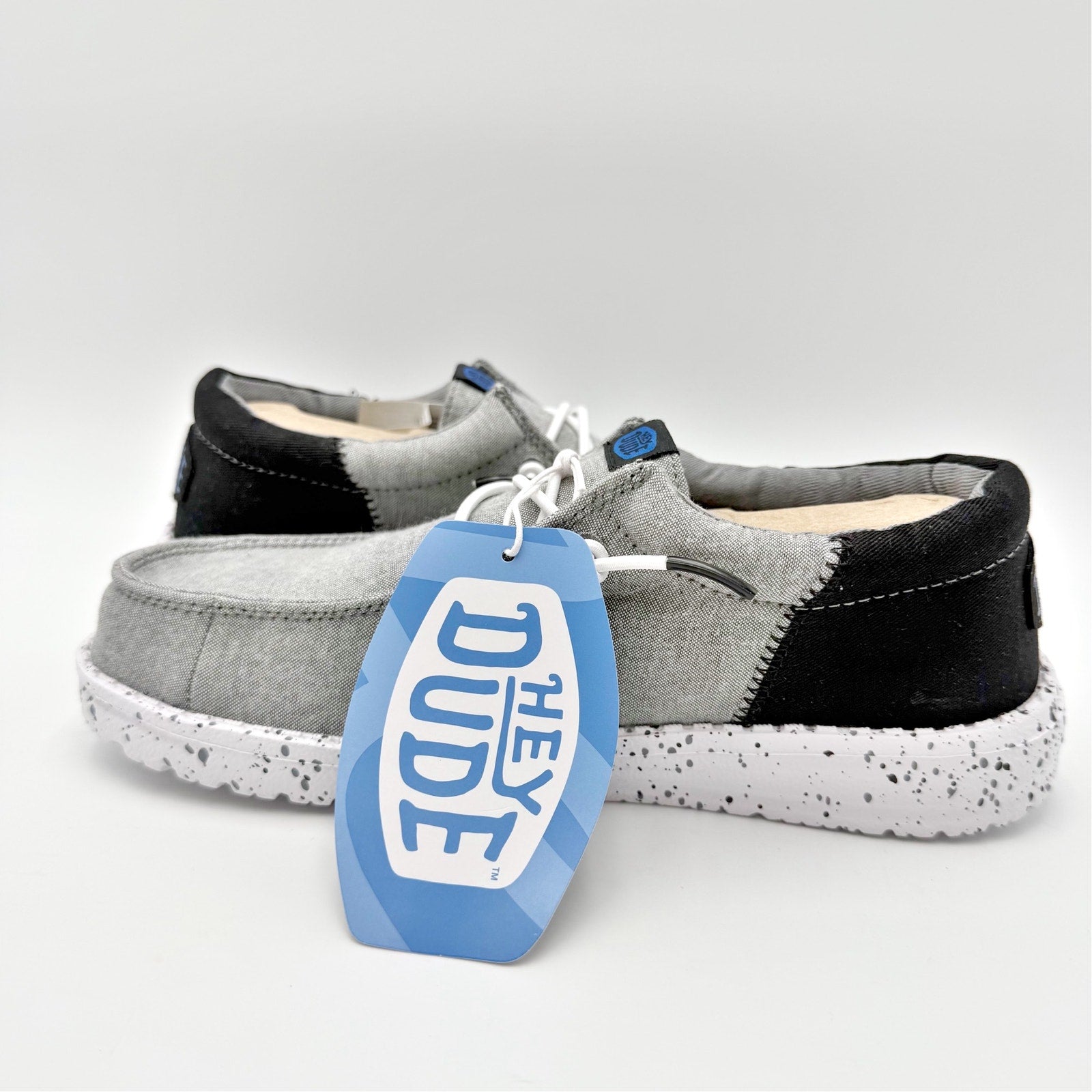 Hey Dude Kids Wally Funk Splatter Shoes US 4 EU 36 Grey Canvas NIB