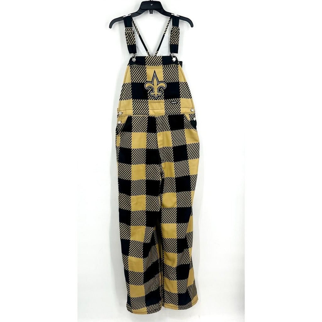 NFL TEAM APPAREL Mens New Orleans Saints Logo Overalls Large Gold Black Logo NWT
