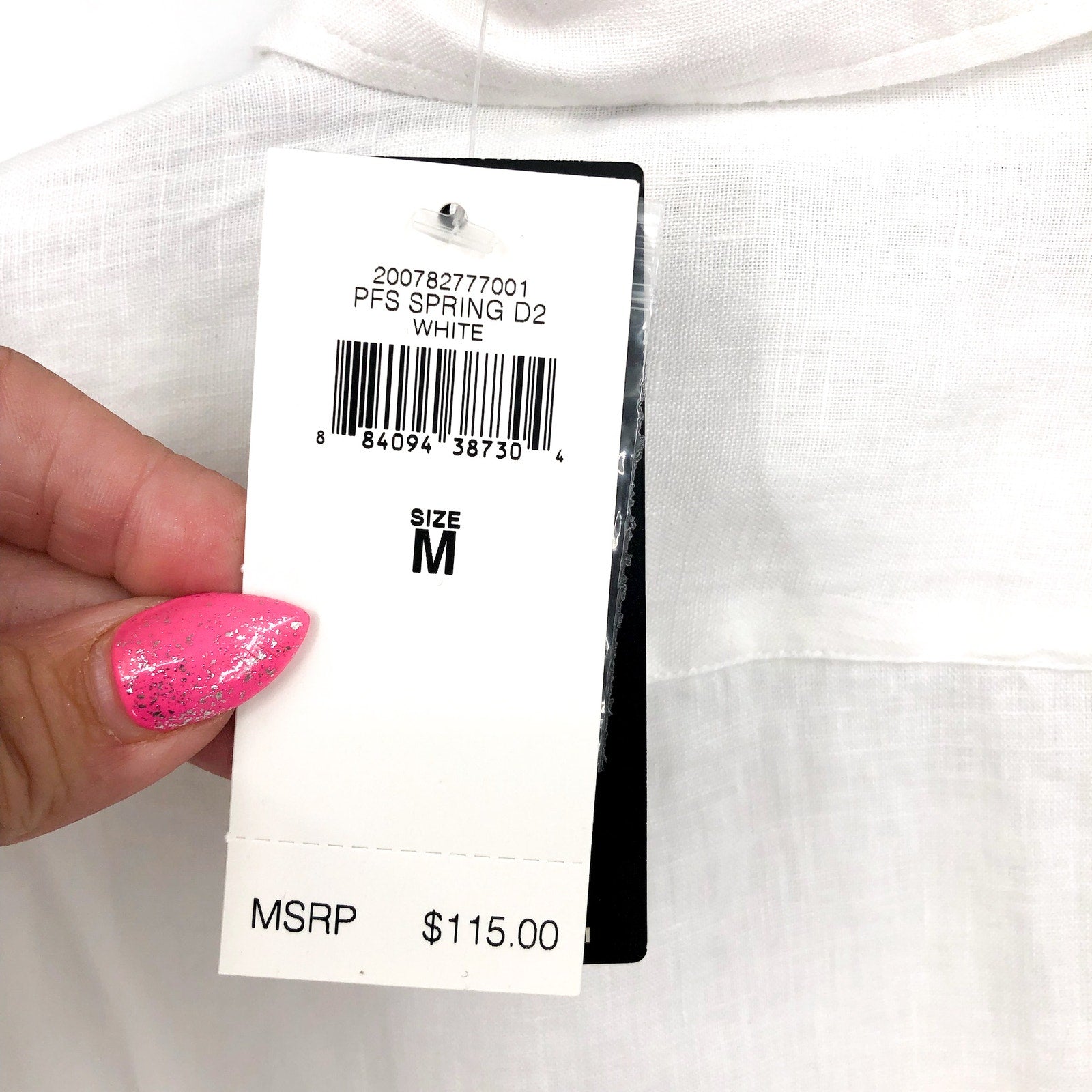 LAUREN RALPH LAUREN Womens Linen Shirt Medium White Roll Tab Sleeve NWT