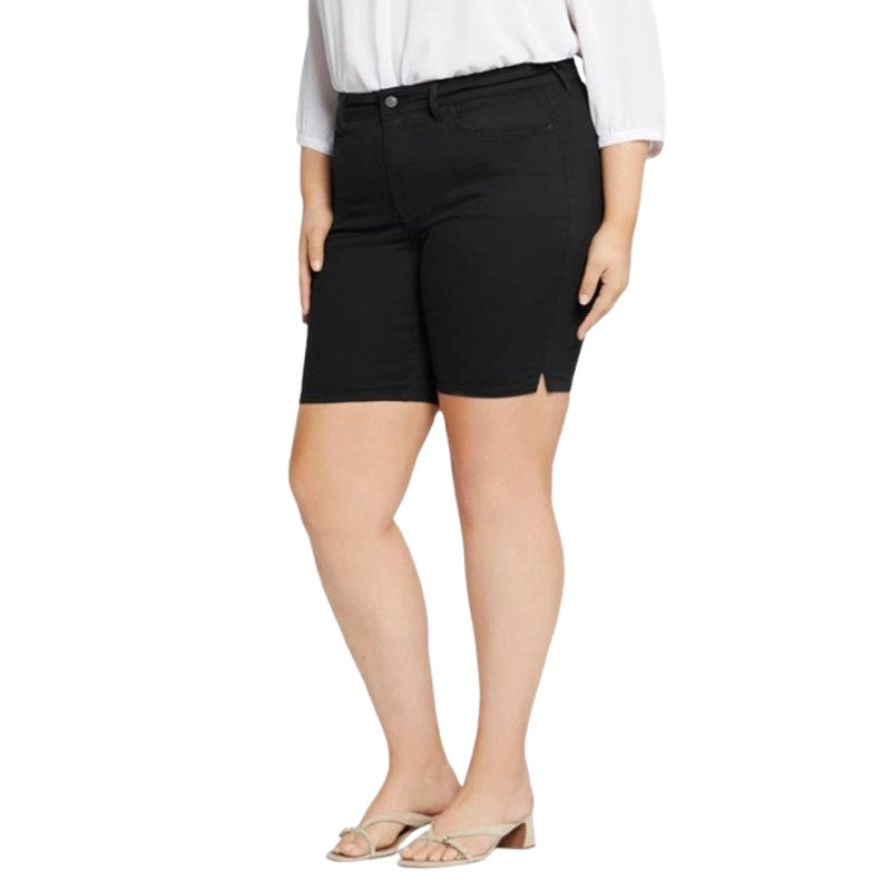 NYDJ Women's Ella Denim Shorts 28W Side Slits Black Stretch NWT