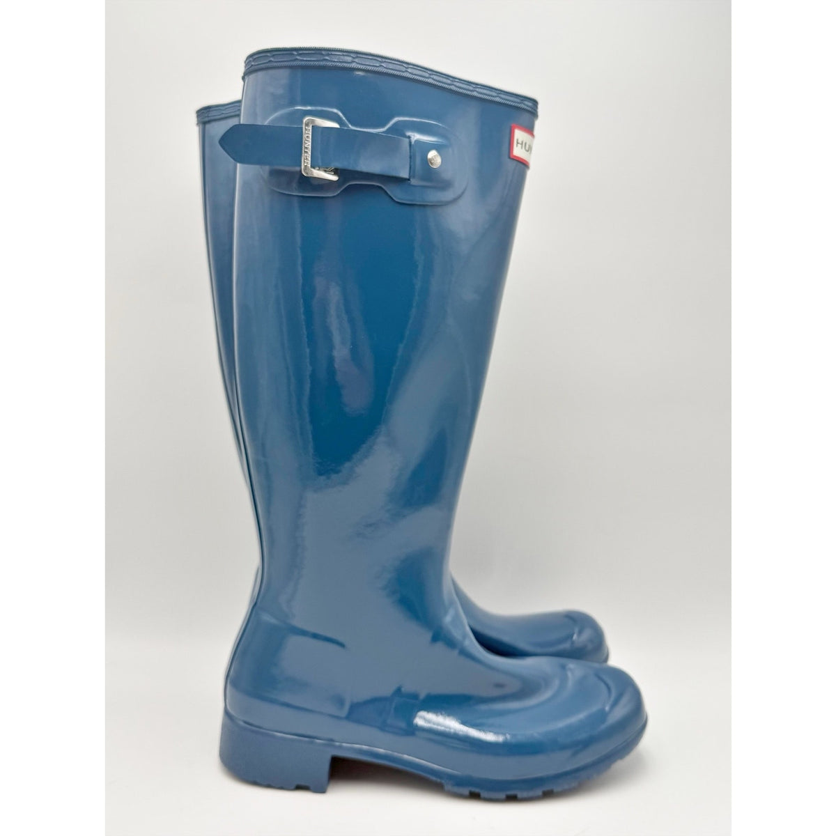 Hunter Womens Original Tall Gloss Rain Boots Size 7 EU 38 Blue Waterproof NWOB
