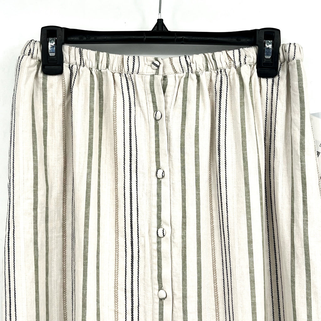 SPLENDID Women's Demi Maxi Skirt XS White Blue Cypress Stripe Button Front NWT